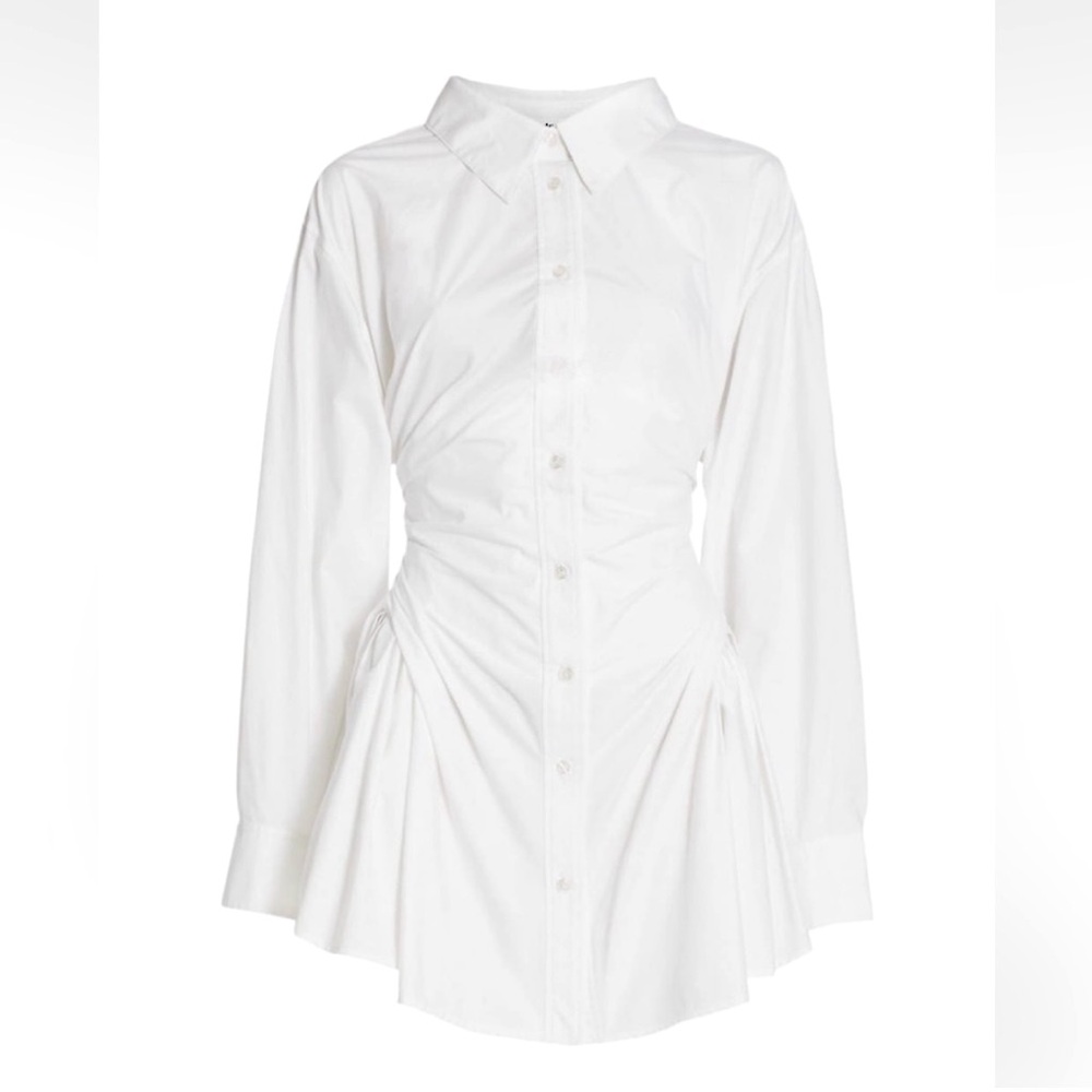 alexander wang White Cinched Shirt Mini Dress (S)